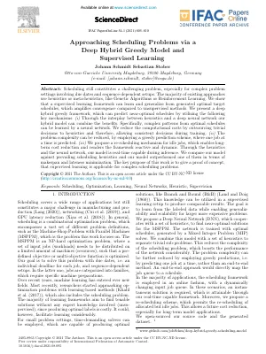First page of Approaching Scheduling Problems via a Deep Hybrid Greedy Model and Supervised Learning