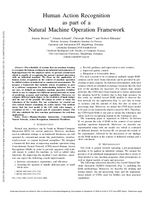 First page of Human Action Recognition as part of a Natural Machine Operation Framework