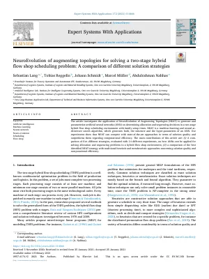 First page of NeuroEvolution of augmenting topologies for solving a two-stage hybrid flow shop scheduling problem: A comparison of different solution strategies