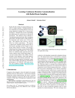 First page of Learning Continuous Rotation Canonicalization with Radial Beam Sampling