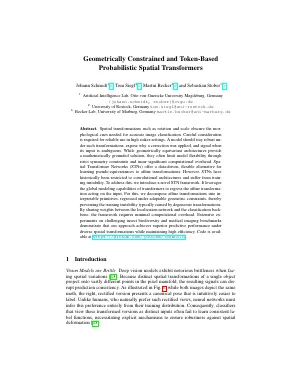 First page of Geometrically Constrained and Token-Based Probabilistic Spatial Transformers